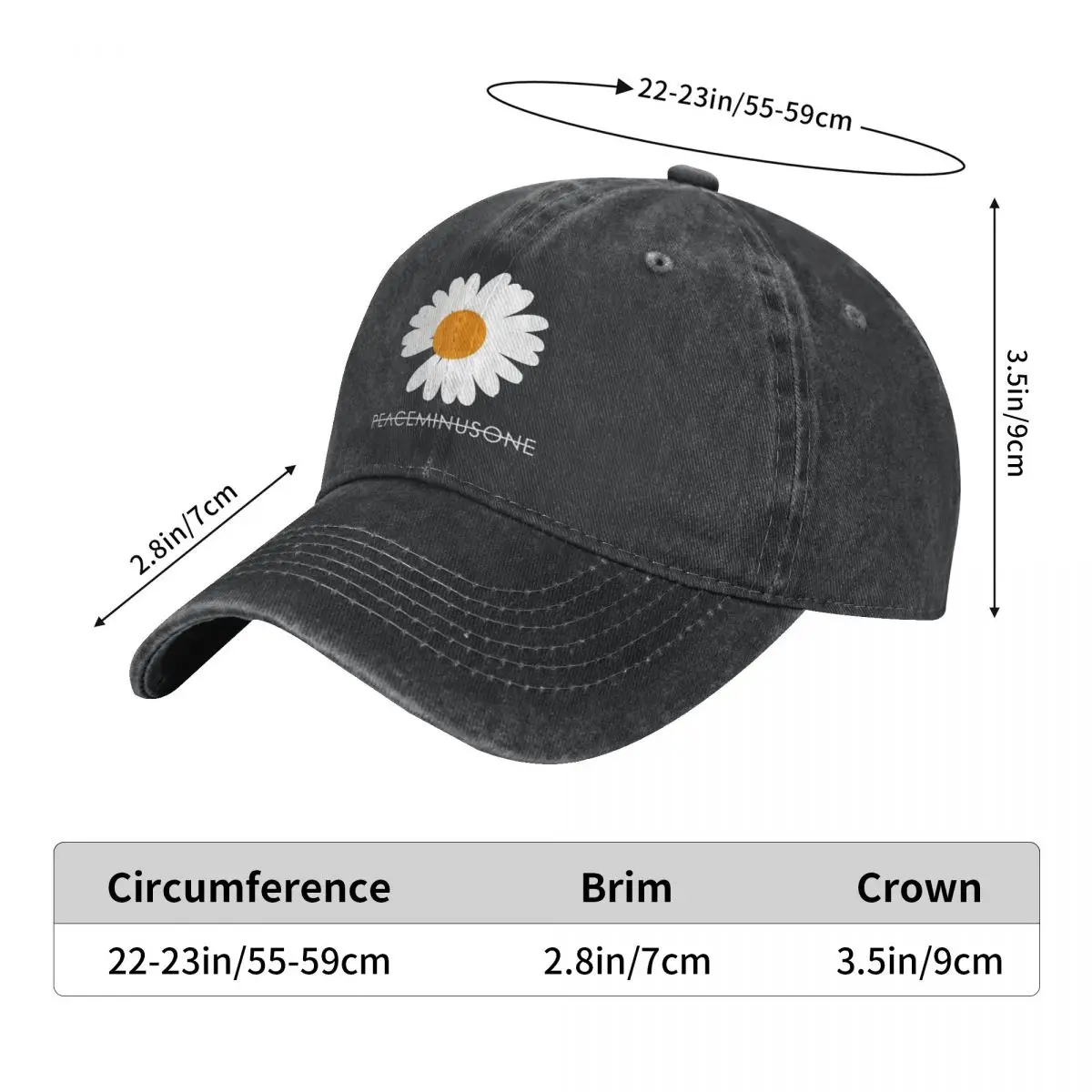 Peaceminusoned Daisy Flower Casual Baseball Cap Spring Floral Trucker Hat Running Hippie Hip Hop Hats Couple Women Baseball Caps