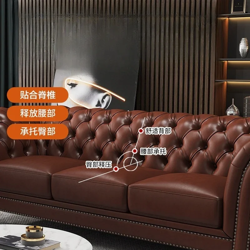 أريكة، الطابق الأول، جلد البقر، فاخر خفيف، بلد، قديم، غرفة معيشة، أثاث، زر سحب