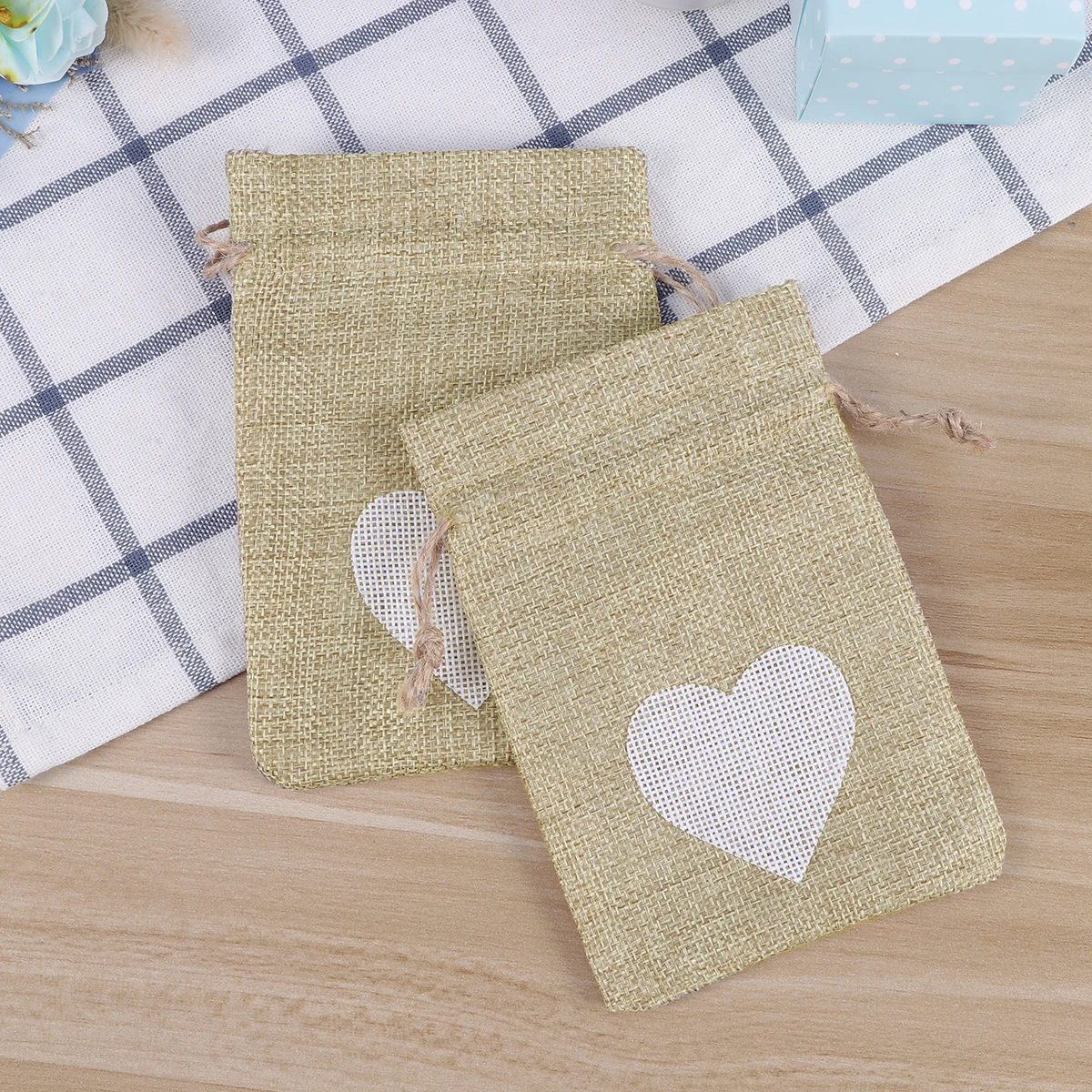 

12PCS Wedding Candy Bag Flax Storage Pouch Drawstring Case for Jewelry Snacks Travel Home Lightweight Portable Practical