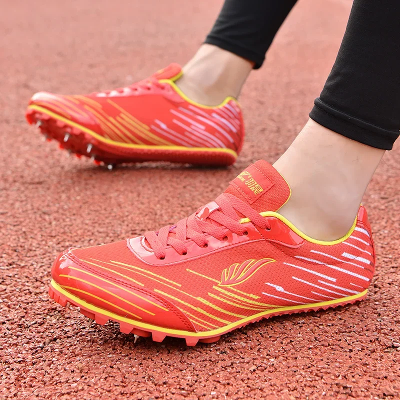 Fashion Men Women Track and Field Nail Shoes Running Training Ultra Light Soft Track and Field Athletes Running Spiked Shoes