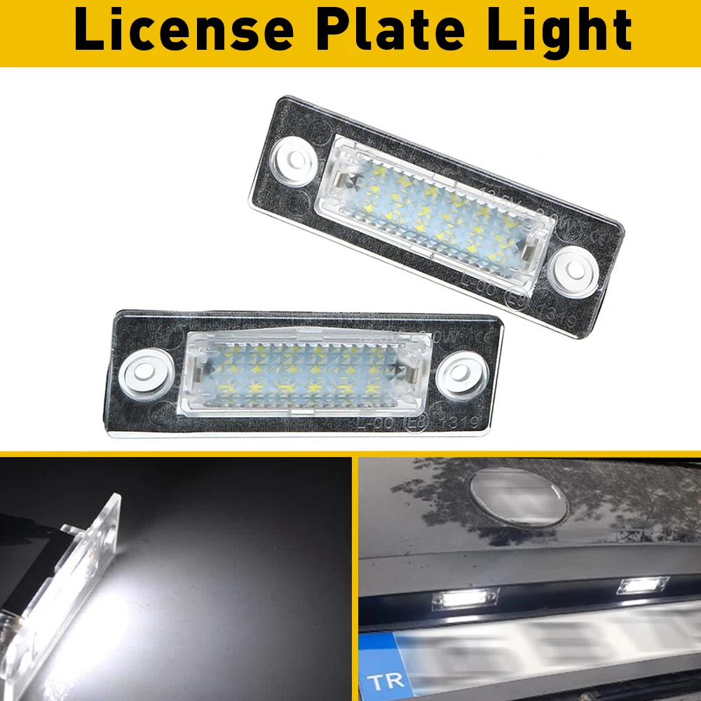 12V Car License Plate Lights LED Lamp Auto Accessories For Passat B5 2001-2005 Passat B6 2006-2008 Skoda LED Number Lights 2Pcs