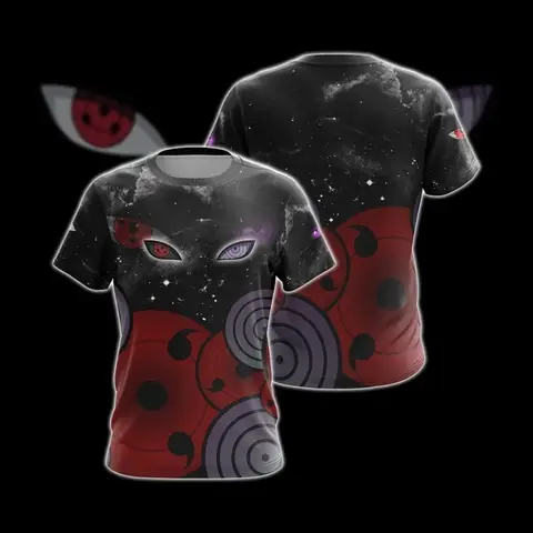 2026 New Naruto Uchiha Clan Sharingan and Rinnegan Print T-Shirt, Summer Breathable Round Neck Couple Style Trendy Casual Top