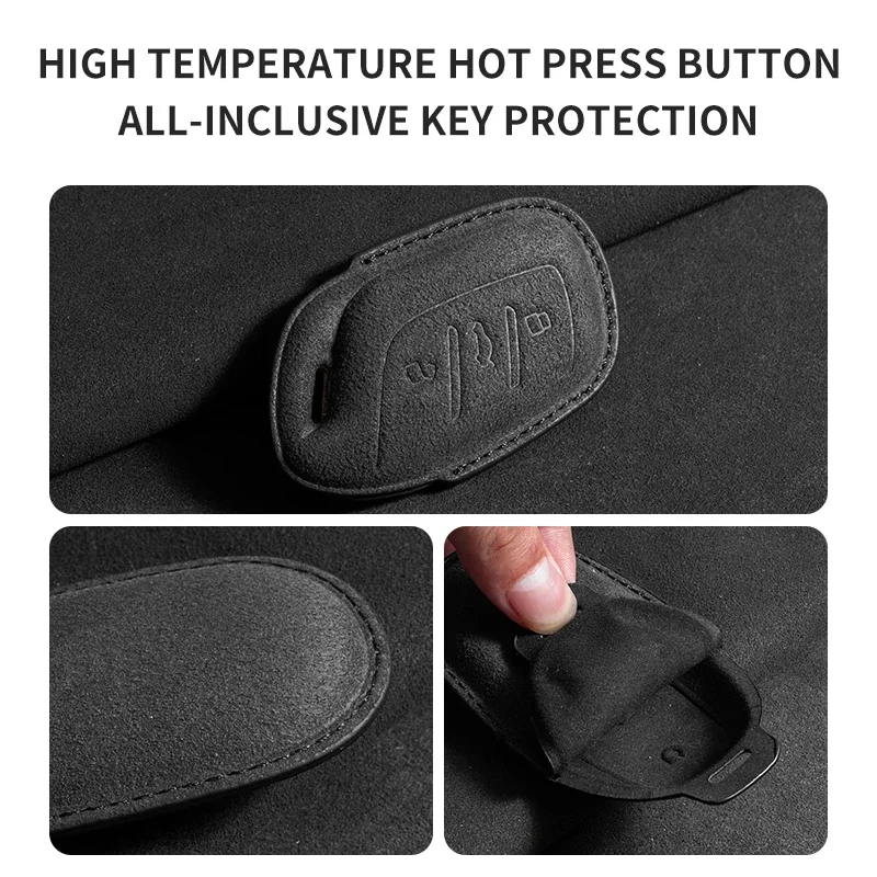 For MG 4 2023 mg4 ev MG HS GT ZS EV ZX MG5 MG6 Suede Car Remote Key Keyless Holder Fob Protector Keychain Accessories