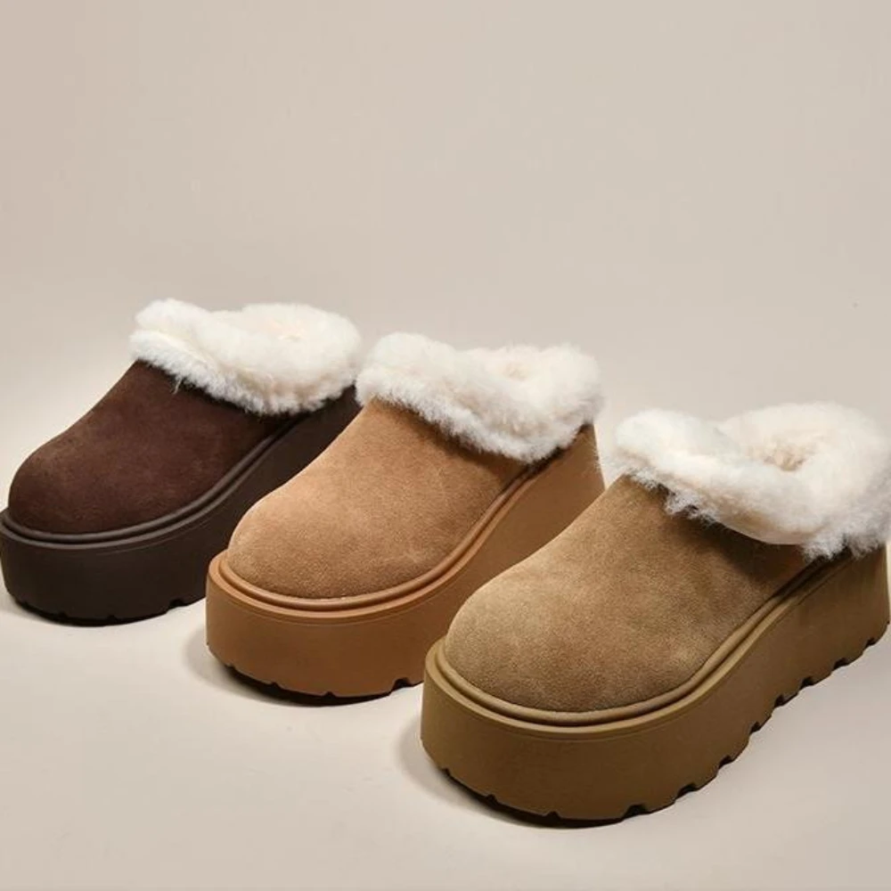 

Осенне-зимние новые шерстяные туфли на толстой подошве, женская сумка, полуприцеп, ношенная на улице, зимние сапоги, хлопковая швабра