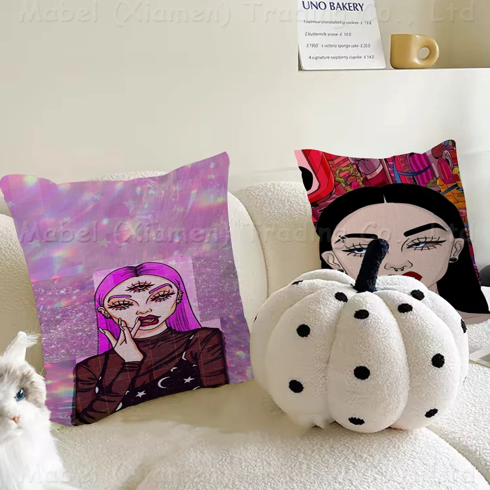 

Aesthetic Devil Woman Bad Girl Pillow Cushion Cover Pillowcase Living Room Sofa Home Decor Customized