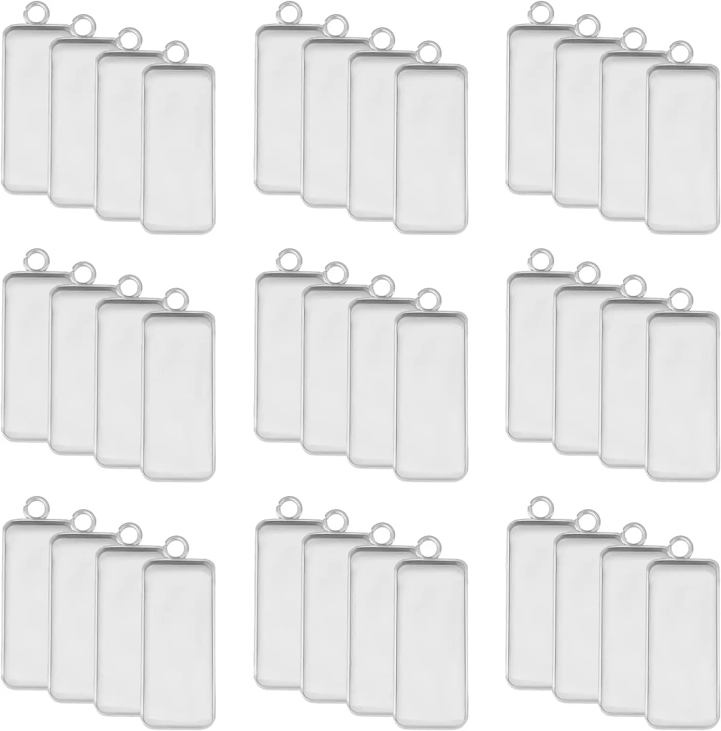 

50pcs 10x25mm Rectangle Trays Pendant Stainless Steel Pendant Cabochon Settings Bezel Pendant Blanks Cameo Bezel Cabochon Blanks