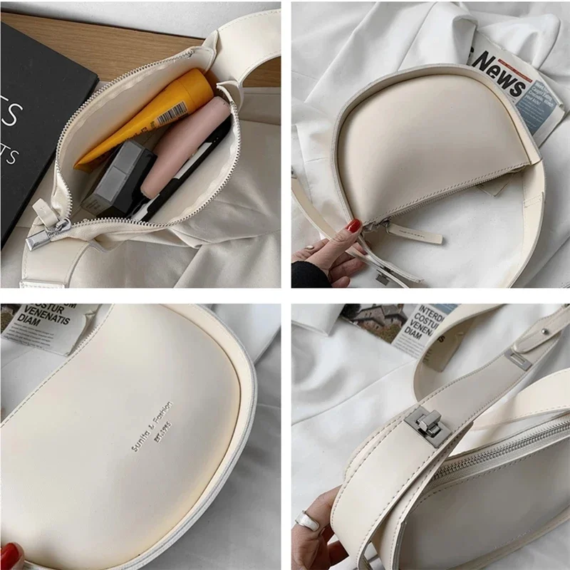 Semicircle Saddle Shoulder Crossbody Bags For Women Designer Brand Adjustable Wide Strap Girls Purses And Handbags 2022