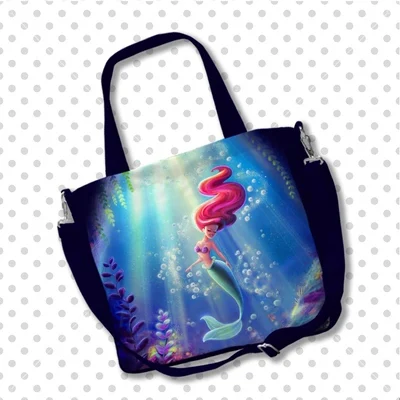 Disney mermaid Ariel Princess Anime Shoulder Bags Customized Cartoon Shopping Bag Casual Tote Storage Handbag Gift