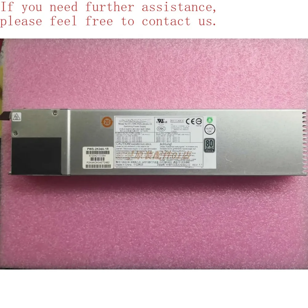 For Supermicro WS-2K04A-1R Server 2000W Hot Swap Power Module PWS-2K02P-1R