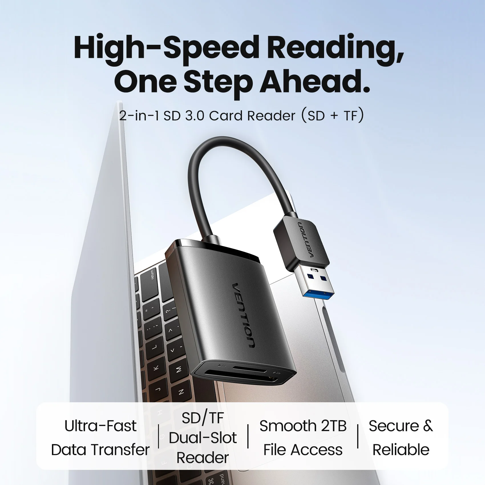 Vention USB 3.0 Card Reader OTG Type C to SD TF Memory Card Adapter 2TB Max for Laptop PC MacBook Phone USB 3.0 SD Card Reader
