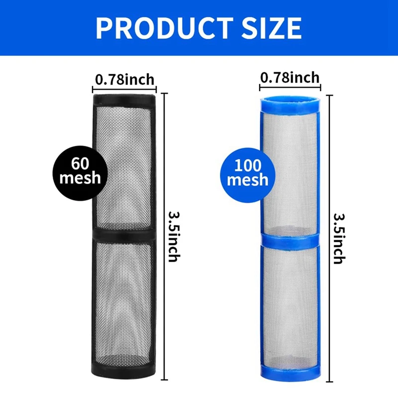 12Pcs Airless Paint Sprayer Manifold Filter 390 395 490 495 595 Pump Manifold Strainer 246384 60Mesh And 246382 100Mesh
