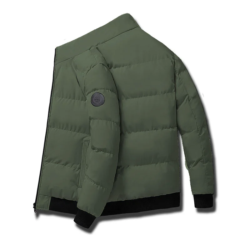 2025 Men's Casual Cotton-padded Coat Winter Warm Thickened Solid Color Jacket Stand Collar Trendy Korean Style Fit Padded Jacket