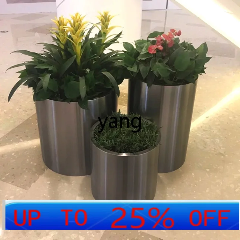 

LMM Outdoor Stainless Steel Cylinder Flower Box Movable Flower Slot Rectangular