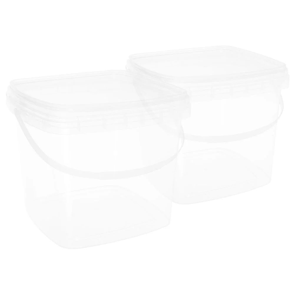 

Containers for Food Handbag Paint Bucket Plastic with Lid Gallon Transparent Grade Buckets Square Clear