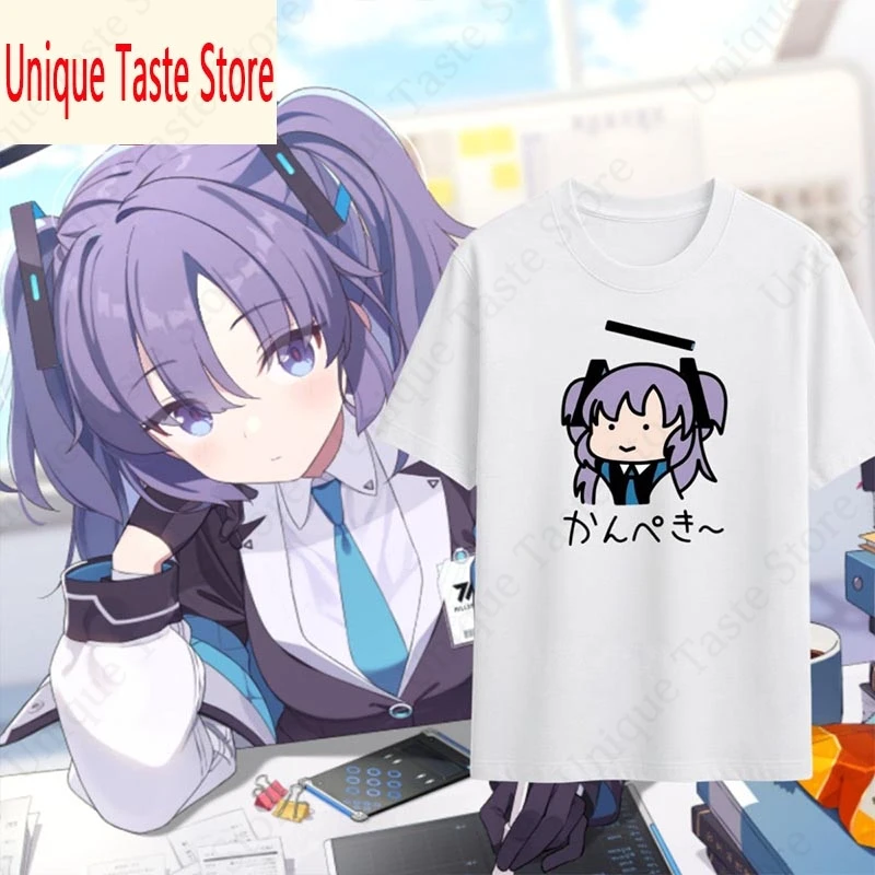 ‌Blue Archive T Shirt Hayase Yuuka‌ Cute Cartoon Print T-shirt Kawaii Funny Anime Graphic Short Sleeve Tee Men Women Cotton Tops