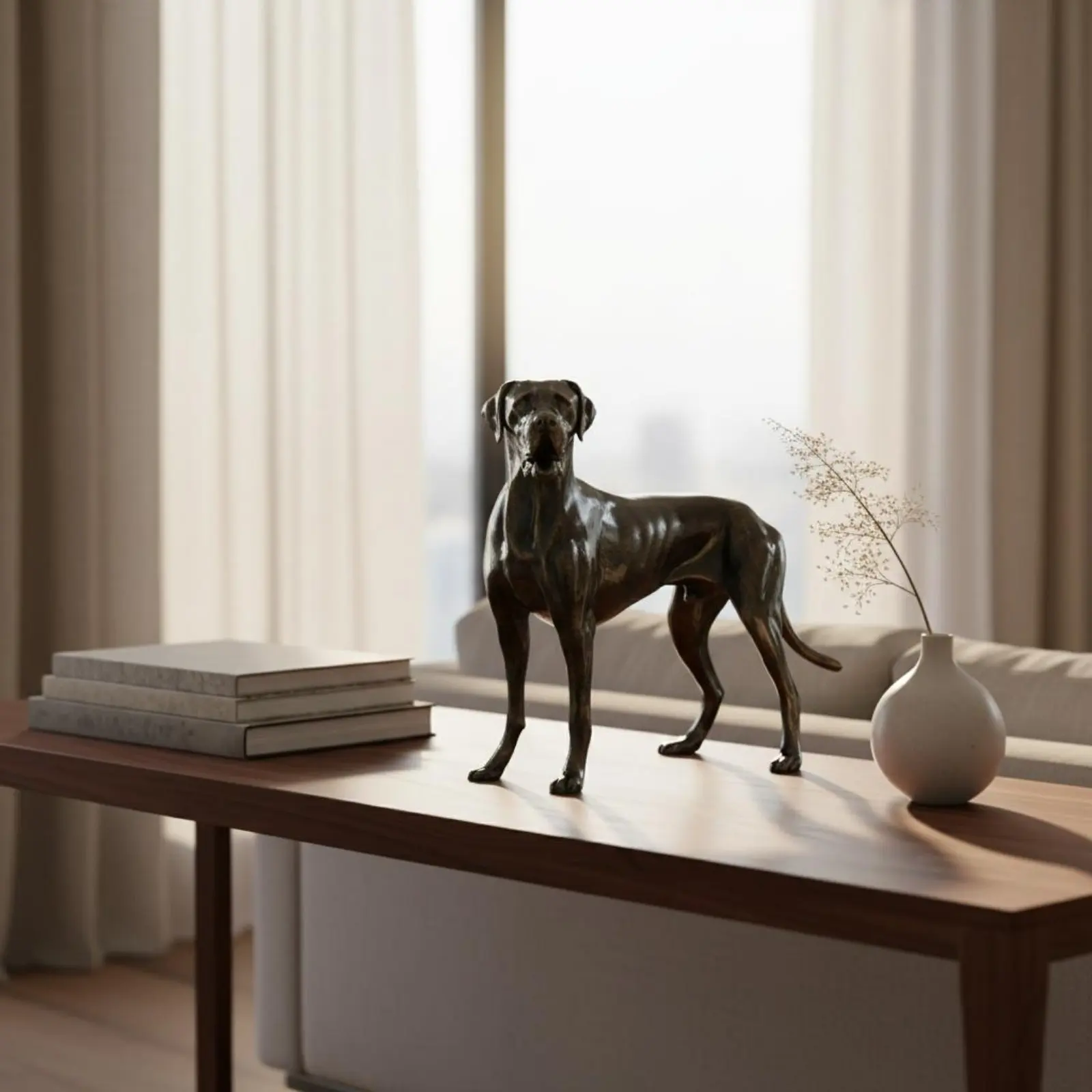 Antique Bronze Hound Statue Soft Luxury Highlight Vintage Design Dog Decoration Resin Noble Canine Sculpture for Living Room