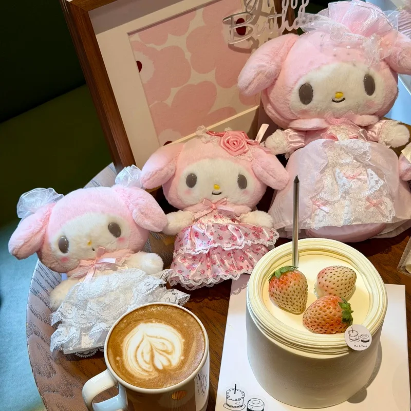 

My Melody Princess Dress Plush Keychain Dreamy Celebration Melody 15cm Stuffed doll Wedding White Melody toys Bag Charm gift