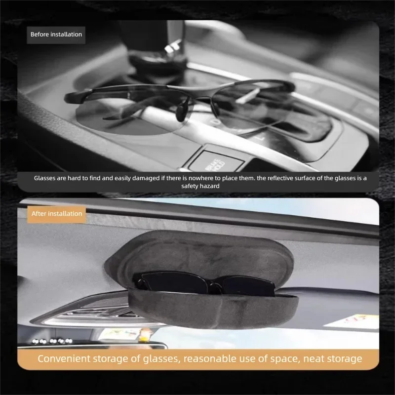 For Suede Sunglasses Storage Box for Geely Starray 7 EMI, Car Roof Sun Visor Organizer Accessories