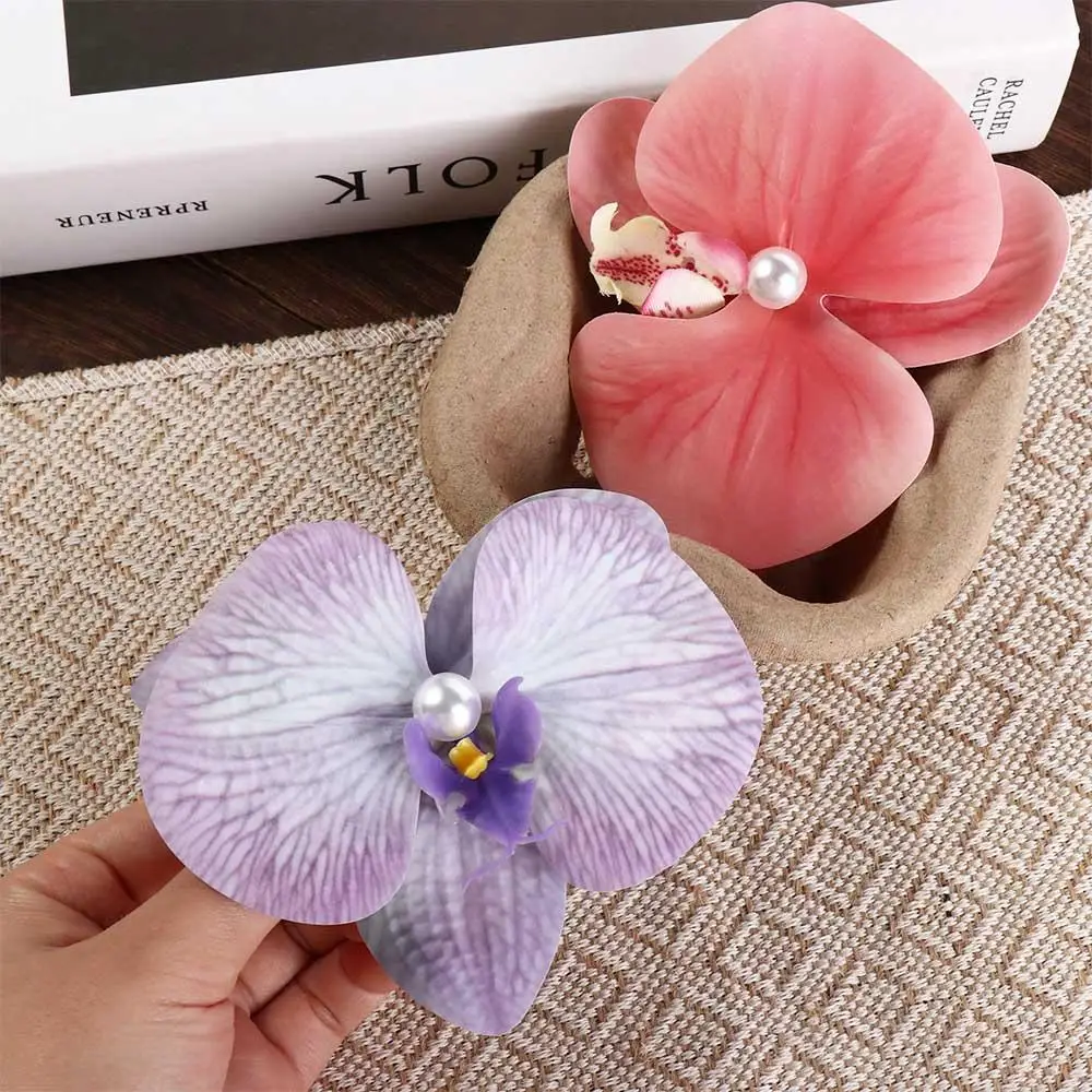 Милая тканевая заколка для волос с цветком, бабочка, орхидея, жемчуг, орхидея, цветок, заколка для волос, заколка в виде утконоса, заколка для волос в корейском стиле для девочек, женская заколка для волос