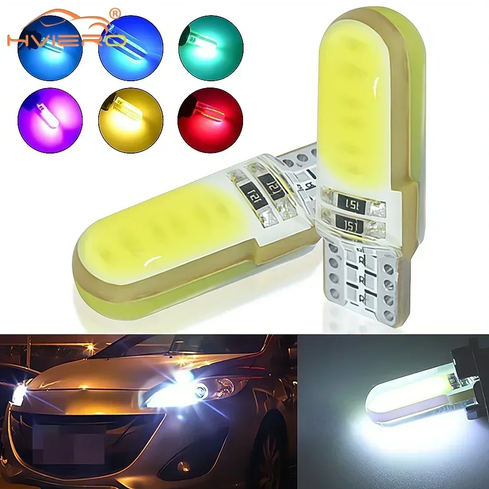 

2PCS T10 W5W COB Car LED Silicagel Light Wedge Multiple Colour Tail Led Marker Reading Dome License Plate Lamp Auto Parking Bulb