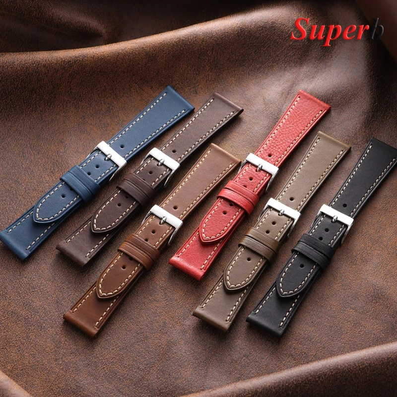 18 مللي متر 20 مللي متر 22 مللي متر خمر جلد العجل الساعات اليدوية الرجعية النفط الشمع حزام من الجلد لهواوي الرجال النساء حزام (استيك) ساعة اكسسوارات