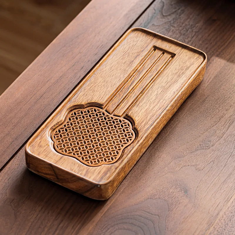 Walnut dry brewing tea tray, whole solid wood new Chinese-style living room office simple light luxury tea set tea tray