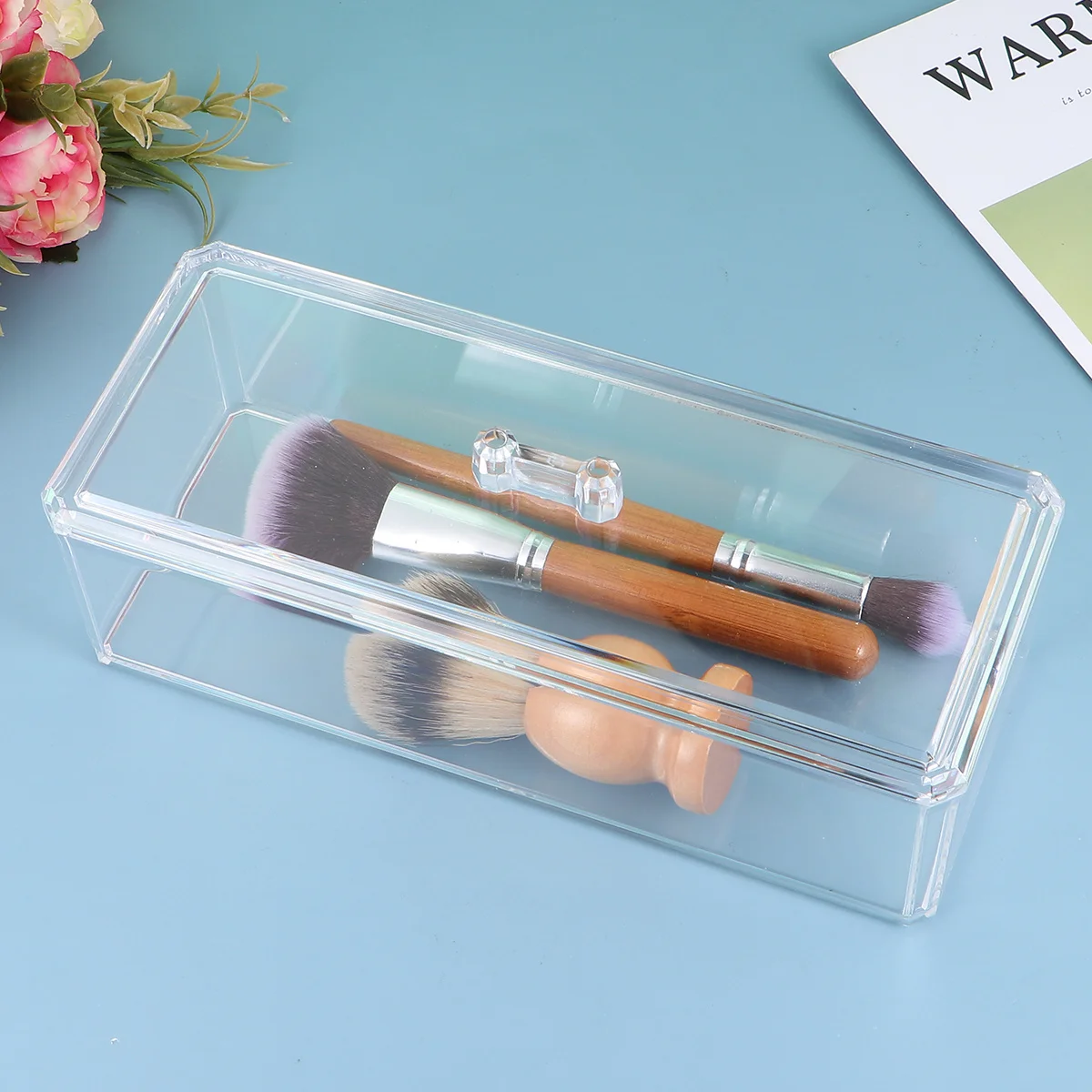 صندوق فرشاة للمكياج من الأكريليك بطبقة مزدوجة ومنظم شفاف بسعة كبيرة ومضاد للغبار وأداة مكياج محمولة #4