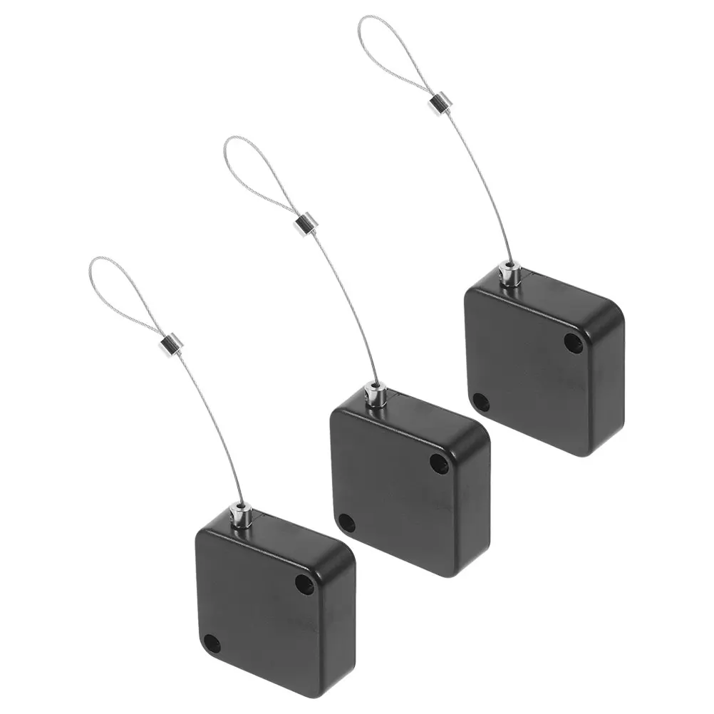 

3pcs Anti-theft Pull Box Black 1m 2 Locks Retractable Cable Holder Wire Box Automatic Adjustable Steel Luggage Garbage Can Case