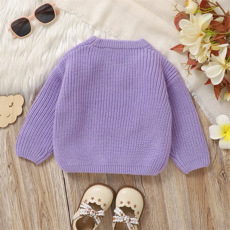 Baby Knit Sweaters Long Sleeve Round Neck Ocean Animal Embroidery Pullover Infant Fall Tops