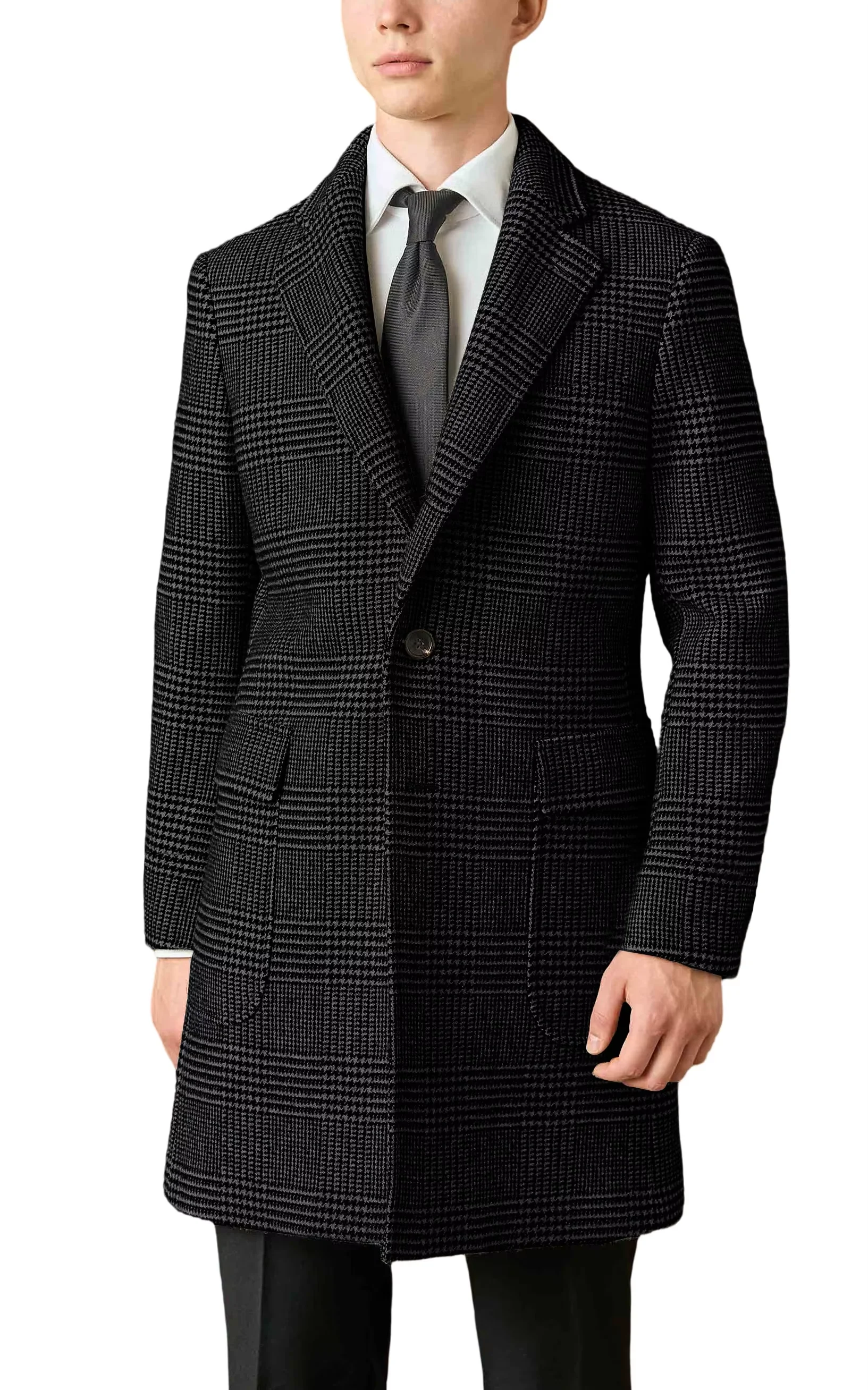 Veste pardessus en laine à carreaux pour hommes, Trench-Coat épais en Tweed, personnalisé, Business, tenue formelle et décontractée, automne hiver