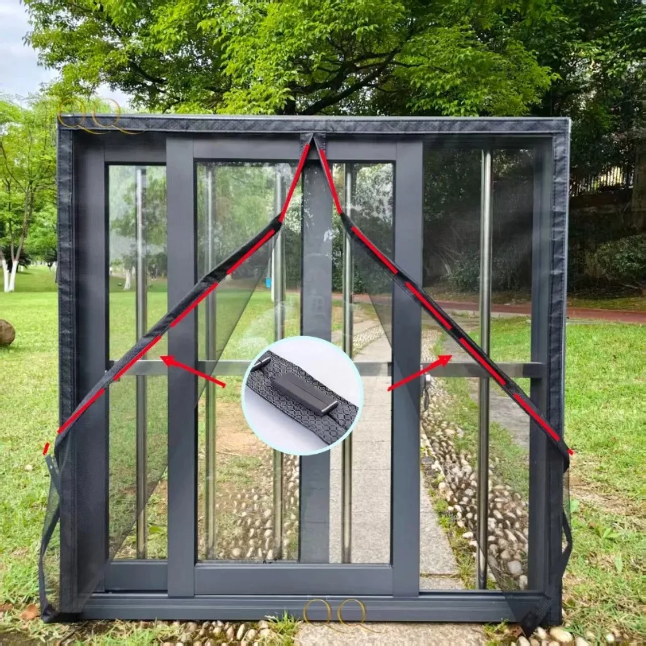 Black Brand New Summer Model Self Suction Magnetic Block with Mosquito and Insect Proof Automatic Closing Screen Window