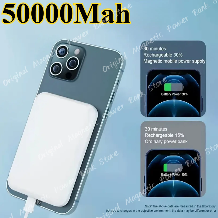 

50000mAh for MagSafe Power Bank Thiner, Magnetic Snap-on Wireless Fast Charging for IPhone 12-16 Series. Portable Battery Pack