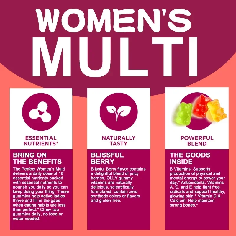 Women\'s Multivitamin Gummies - Contains Vitamins A, C, D, E, B, Biotin and Folic Acid