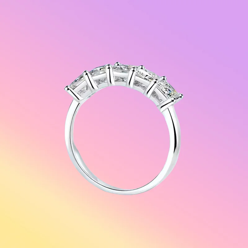 

Новый стиль PT950 платиновые свадебные женские украшения VVS1 D цвет бриллиант 5 шт. Муассанит в всех сверкающих кольцах 2 карата для PrincessVa