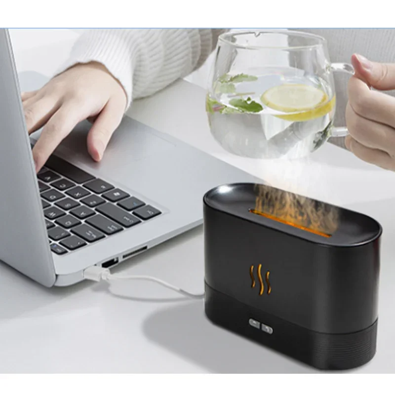 Creative Simulation Flame Aromatherapy Machine Humidifier Diffuser Fragrance Machine Home 5v Office Desktop 3D Flame Humidifier