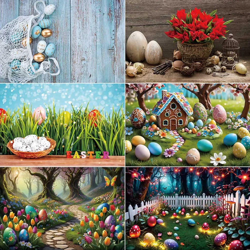 MOON.QG Easter Decoration Background Photography Night Bunny Green Photozone Backdrop Children Photo Studio Photobooth Supplies