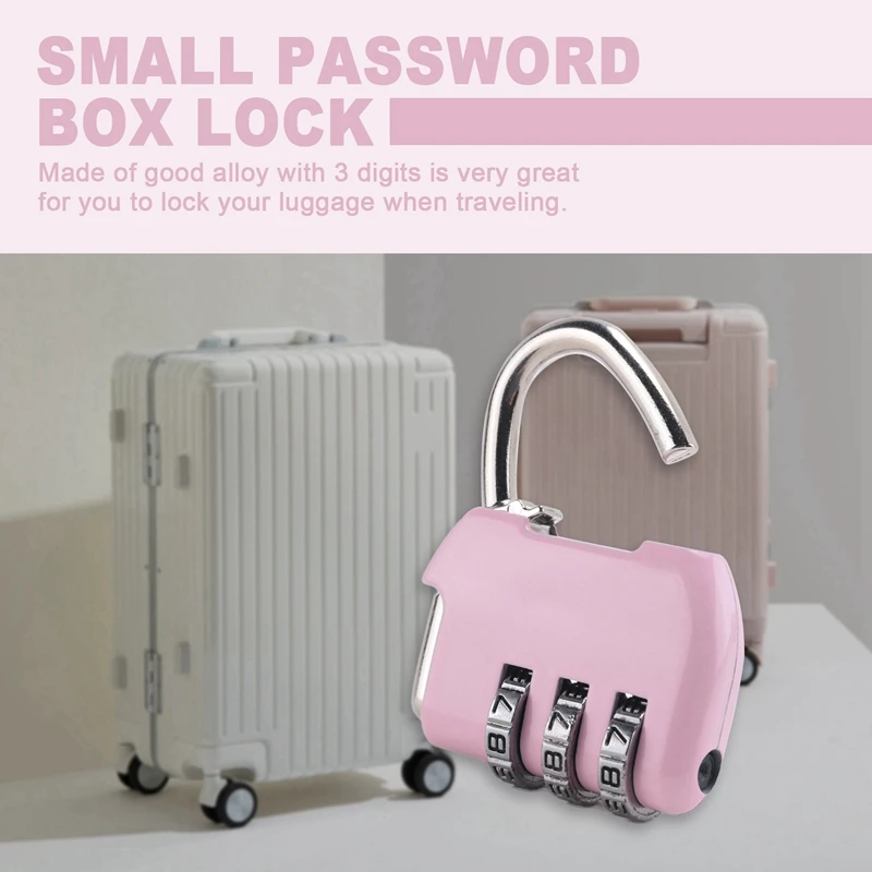 Luggage Box Resettable Combination Lock Padlock 3 Digit Number Pink-A27I