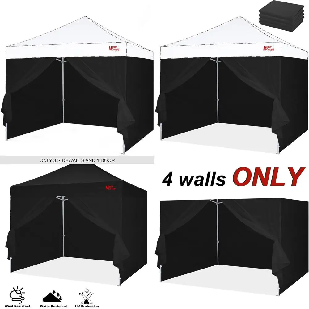 

10x10 Black Pop-Up Canopy with 3 Sidewalls and 1 Doorwall, No Top or Frame Included