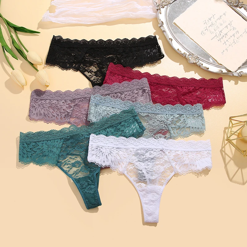 Perspective Lace Panties Women Hollow Out Low-waist Underwear Thongs Female Underpants Breathable Lingerie Embroidery Intimates