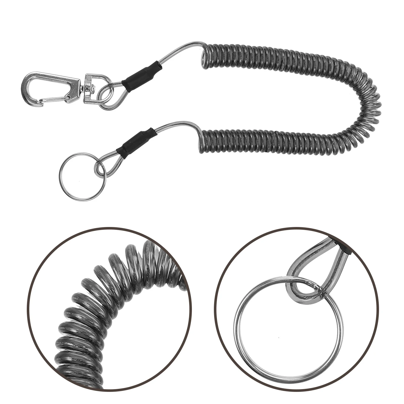 

3Pcs Retractable Work Lanyard Heavy Duty Spring Coil Cord for Fishing Accessories Outdoor Adventures Climbing Hiking Gear