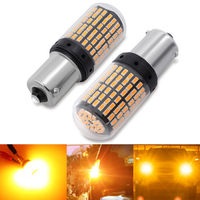 2X Amber 1156 BAU15S LED 144 SMD Canbus Car Reverse Tail Brake Light High Power