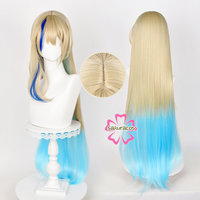 Honkai: Star Rail Serval Cosplay Wig 90cm Gold Mixed Blue Long Straight Women Wigs Heat Resistant Synthetic Hair for Halloween