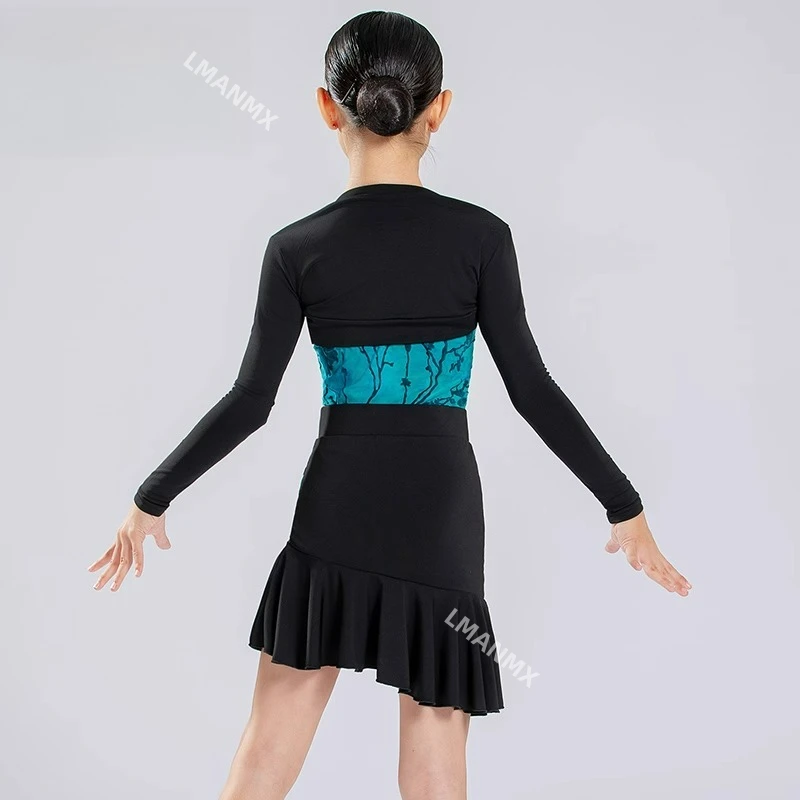 Latin danskostuum voor meisjes, hoogwaardig nieuw professioneel festivaldanstraining, prestatie- en oefenklasse-uniform