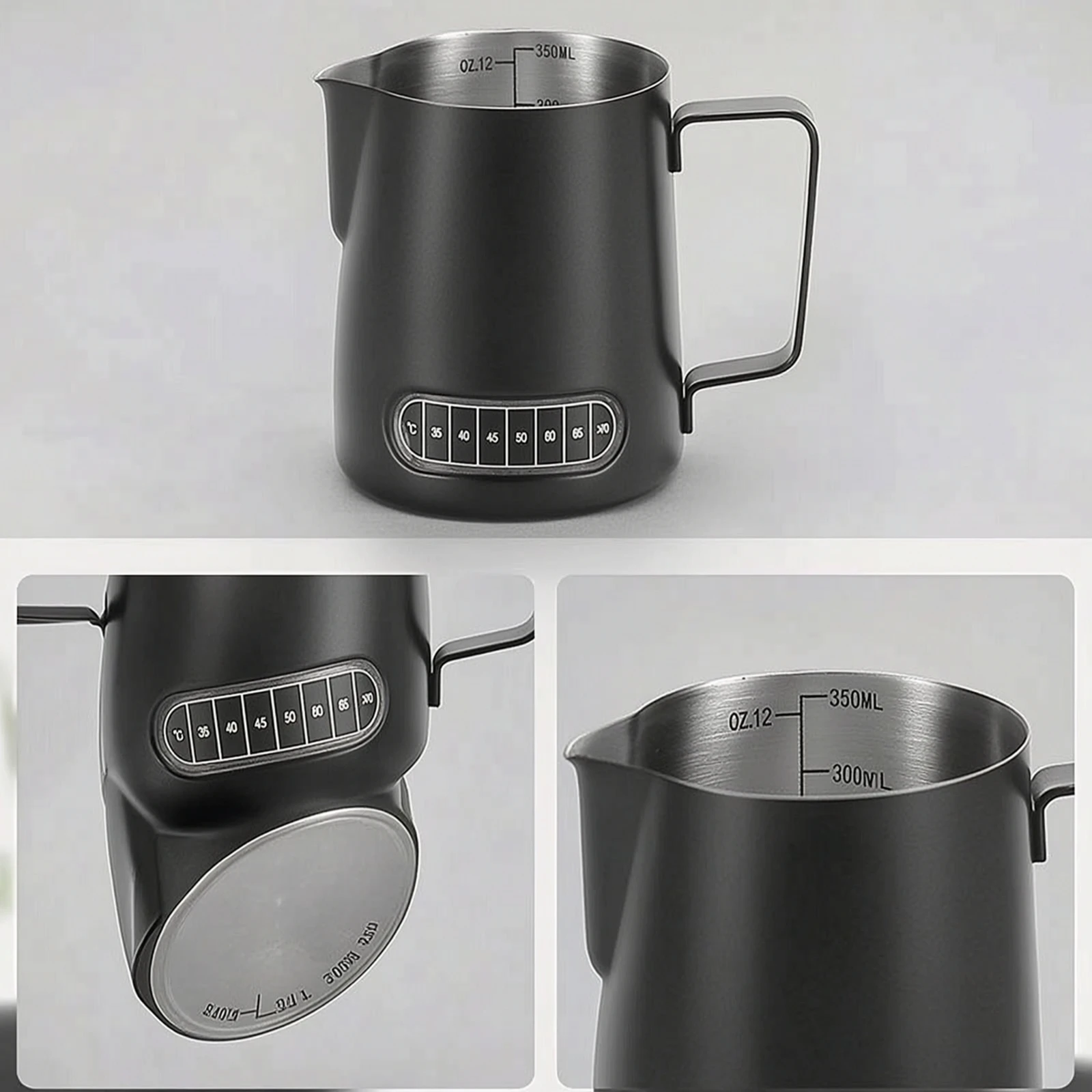 Milk Frothing Cup with Scale Controlled Pouring Steaming Pitcher with Temperature Label Coffee Professional Steaming Jug view 6