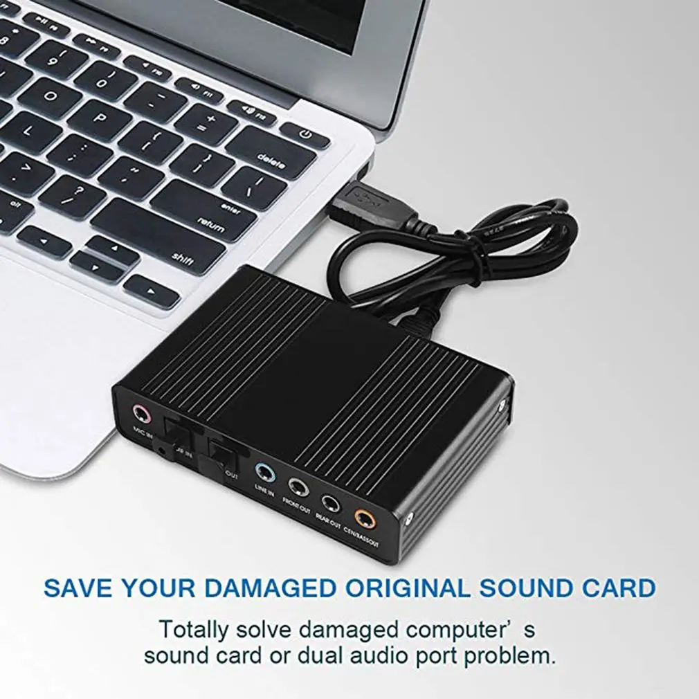 

6 Channel 5.1 External USB Sound Card for PC Laptop Desktop Surround Adapter Audio Card USB2.0 Optical S/PDIF Sound Card Adapter