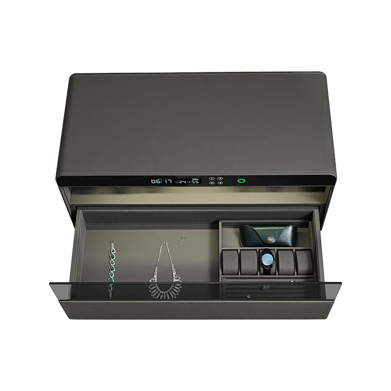 صندوق مجوهرات آمن لدرج بصمة الإصبع الذكي المخصص لخزانة ملفاف الساعة الممتازة