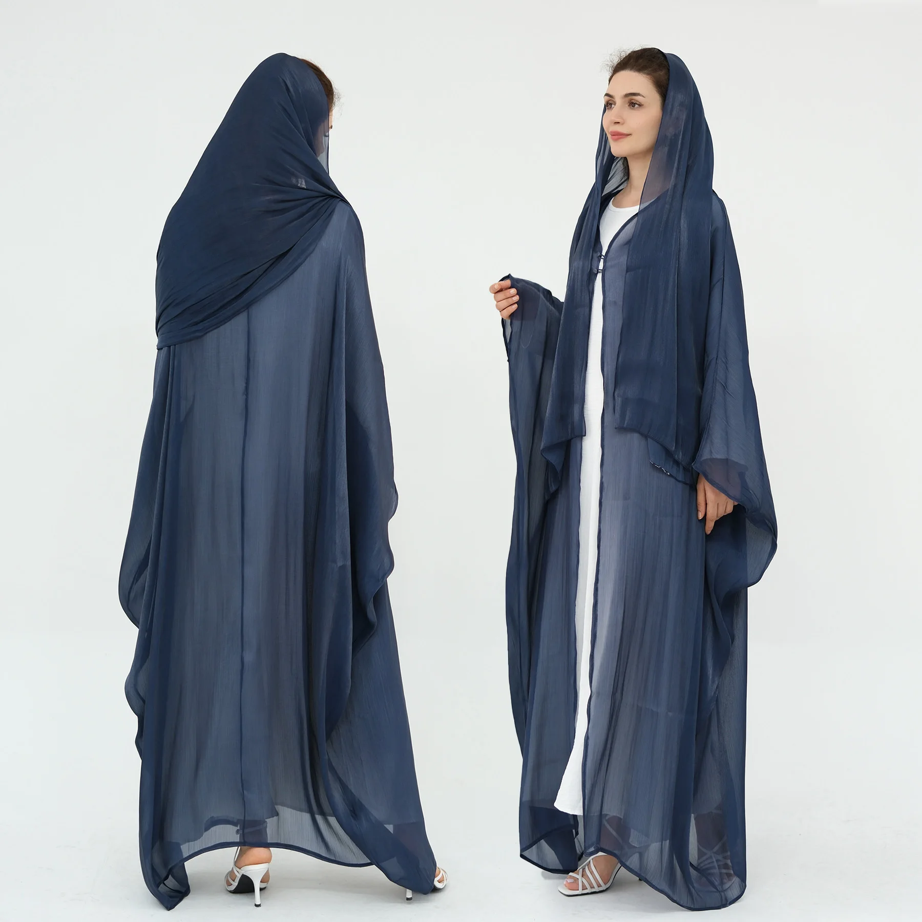 Abaya de dubaï transparent brillant d'été (sans robe intérieure), tenue pour femmes musulmanes à manches chauve-souris, vêtements islamiques pour soirée du Ramadan Eid
