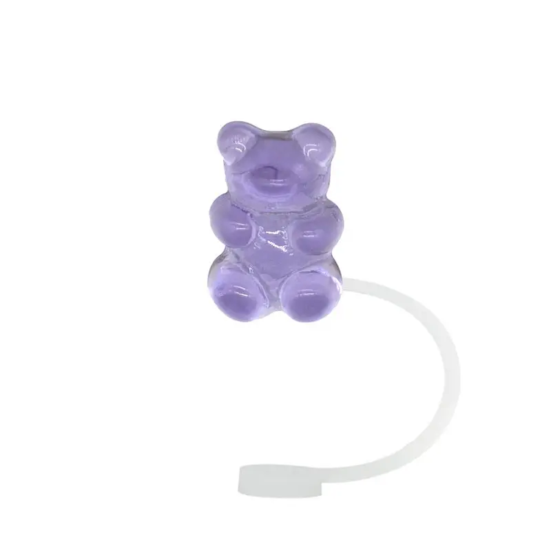 For Stanley Cute Pink Bear Straw Cover for 30&40 Oz Cups,8mm Dustproof Straw Topper Accessories for Girls,Splashproof Straw Cap
