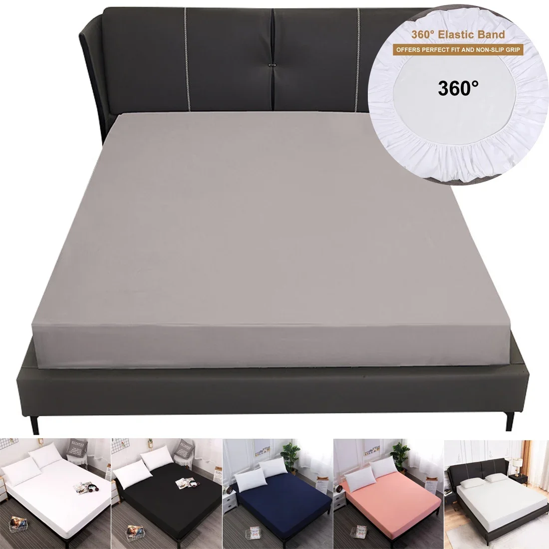 

100% Waterproof Mattress Breathable Easy To Clean Bedspreads Healthy Anti-bacteria Bed Cover Non-slip Fitted Double Bed Sheet