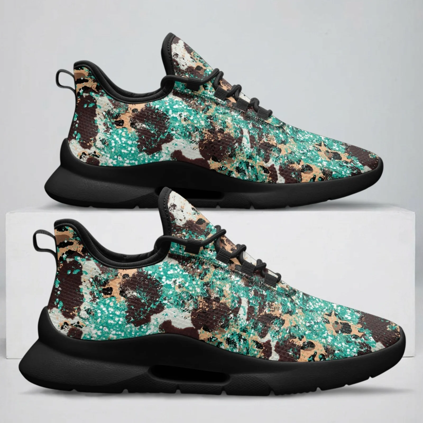 PENSTROLL Cowhide Leopard Men's Fashion Sneakers Men's Lace-Up Sneakers for Adult, Lightweight Casual Walking Shoes